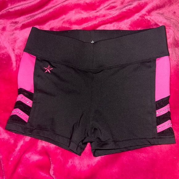 Rebel Athletic Pants - Lady jags Women's Black and Pink Athletic Shorts